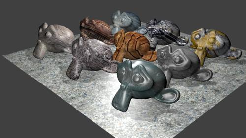 Monkeys with different textures and material preview image